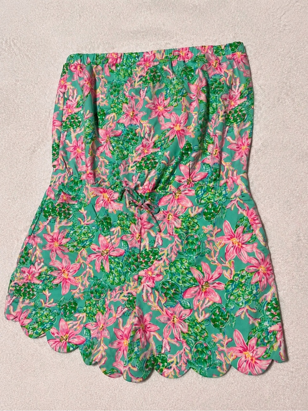 Lilly Pulitzer Strapless Floral Romper in Teal/green and Pink NWOT